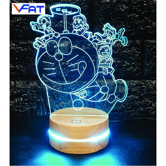 Doraemon 1, Đèn 3D led, đèn 16 màu thay đổi, quà tặng, đèn mica, VFAT ...