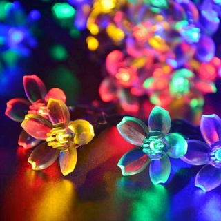 Đèn dây năng lượng mặt trời 12M 100LEDs Hoa anh đào Đèn sân vườn Giáng sinh Đèn LED chống nước Nhà Đèn dây cổ tích Đèn đường ngoài trời Trang trí vòng hoa hoa