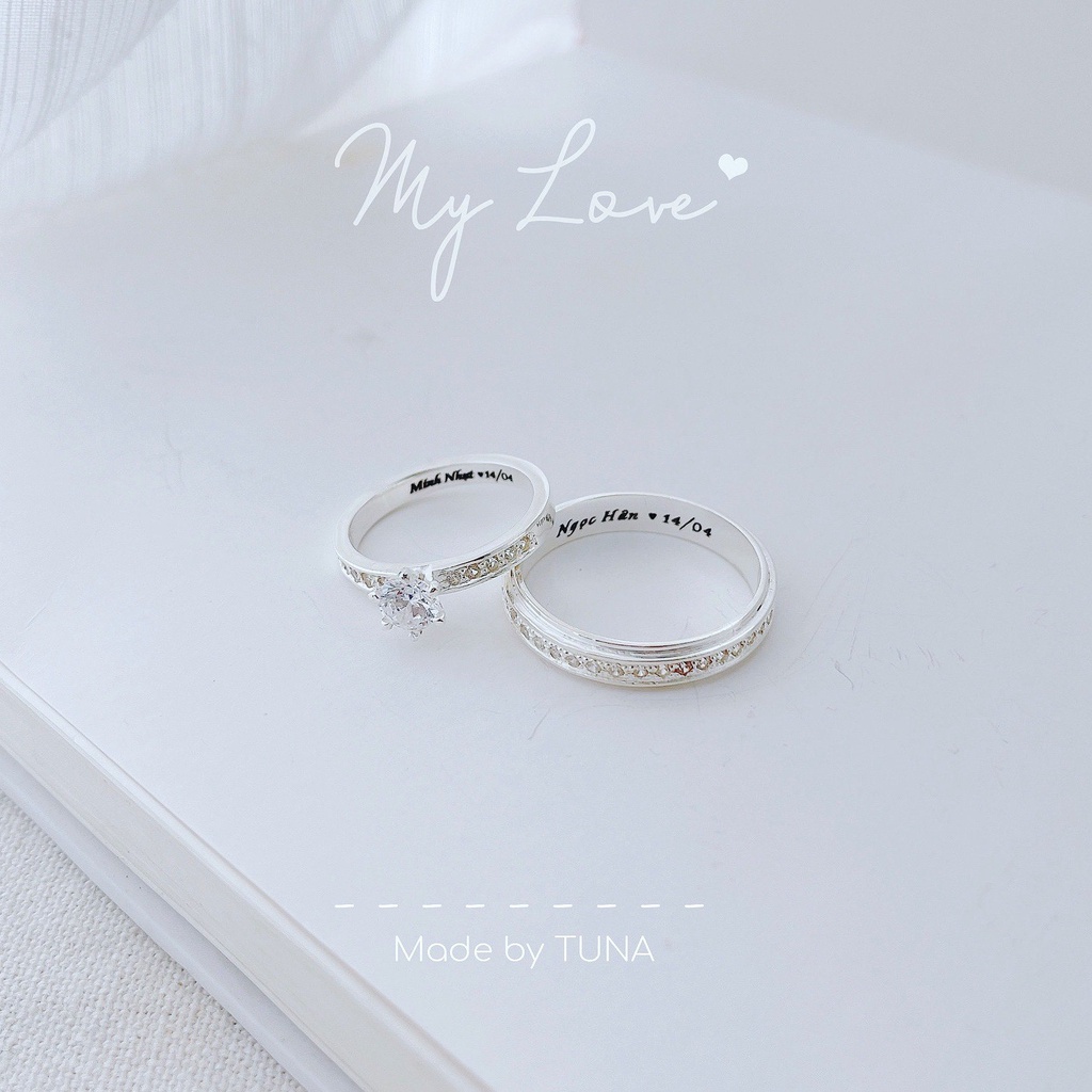 925 Silver Couple Rings, engravable by TuNa Silver - Trang sức bạc