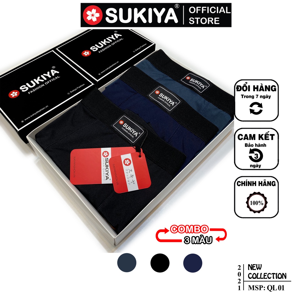 Mô tả Quần Sịp Đùi Boxer Nam Combo 3 màu SUKIYA chất mềm mịn cao cấp Hàng Hiệu QL01 - 3