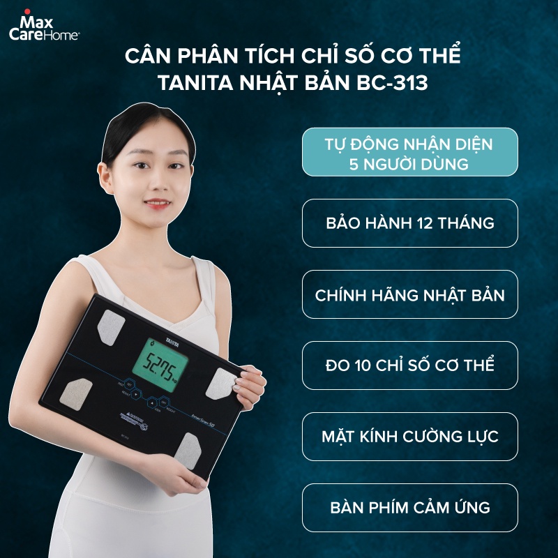 Ảnh Cân điện tử sức khỏe phân tích chỉ số cơ thể Tanita BC-731 & BC-313 Nhật Bản tự nhận diện người dùng, chính xác, nhỏ gọn 2