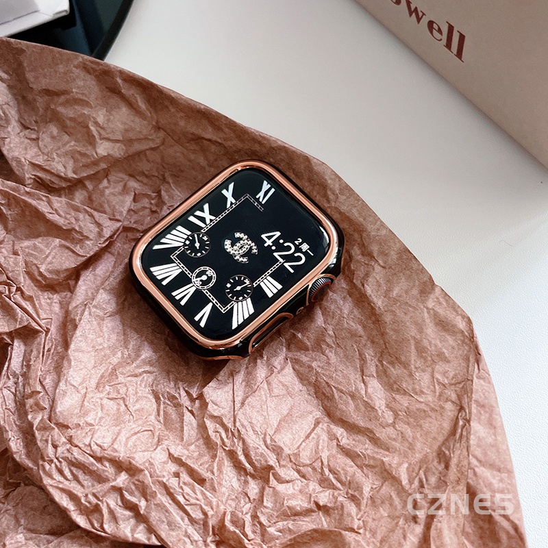Ốp lưng chống va chạm hai màu khung vàng dành cho nữ dành cho Apple Watch SE3 S11 S10 S9 S8 SE S7 S6 S5 46mm 42mm 45mm 44mm 41mm 40mm Vỏ Iwatch