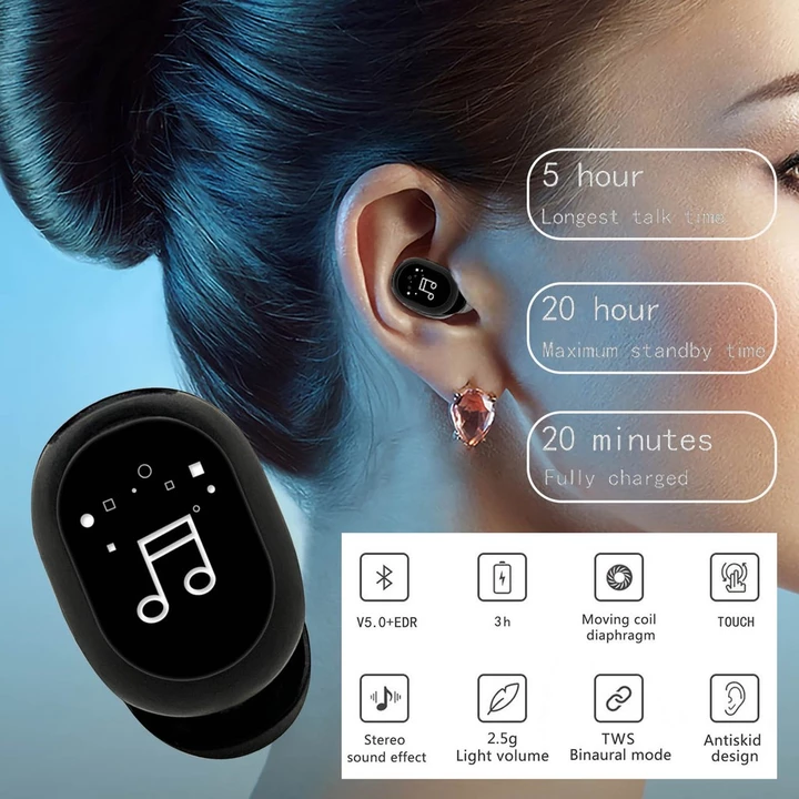 Tai nghe Bluetooth 5.0 đơn Tai nghe không dây vô hình Mini Tai nghe nhét tai nhỏ nhất Tai nghe thể thao có micrô Tai nghe kinh doanh Tai nghe chống nước
