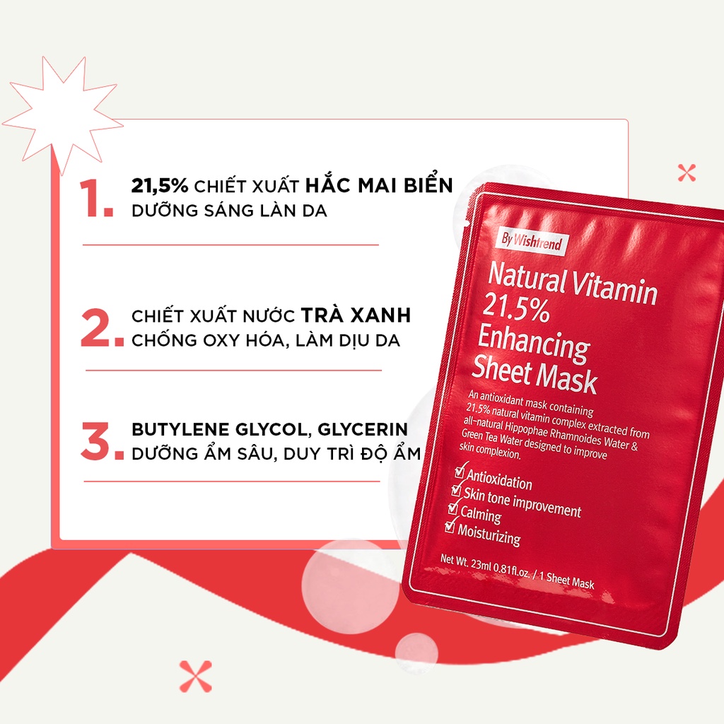 Ảnh Combo10 By Wishtrend mặt nạ giấy Natural Vitamin 21.5% Enhancing Sheet Mask 23ml 4