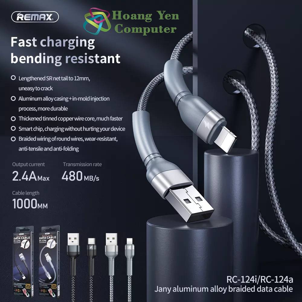 Cáp Sạc Nhanh Remax RC-124i (Dây Dù cho IP Dài 1M) - BH 3 tháng 1 đổi 1 (MÀU SẮC NGẪU NHIÊN)