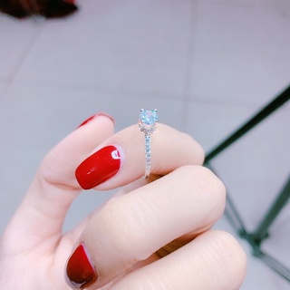nhẫn đá nhỏ xinh dáng cao bạc ta nguyên chất - Bạc LOPA