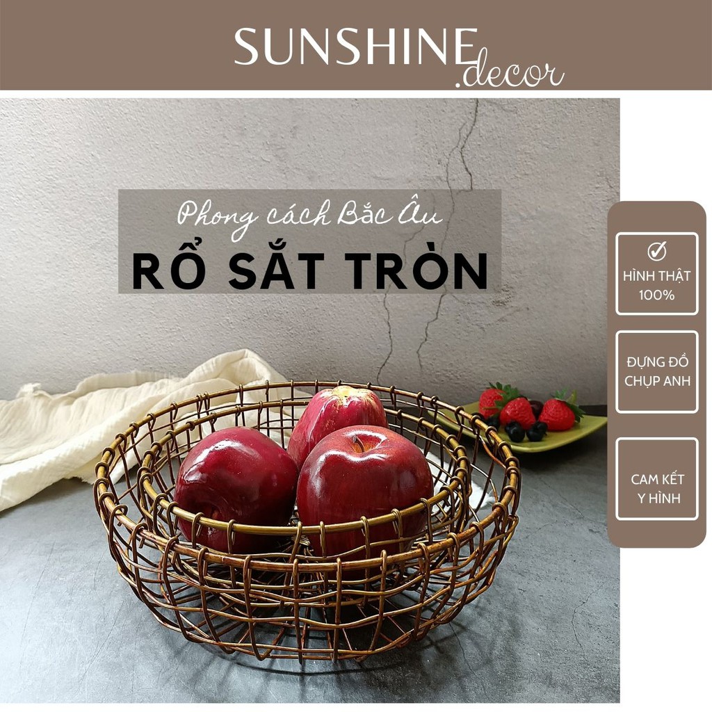Rổ Sắt Đựng Đồ Decor Trang Trí Hình Tròn Làm Phụ Kiện Chụp Ảnh (Giỏ ...