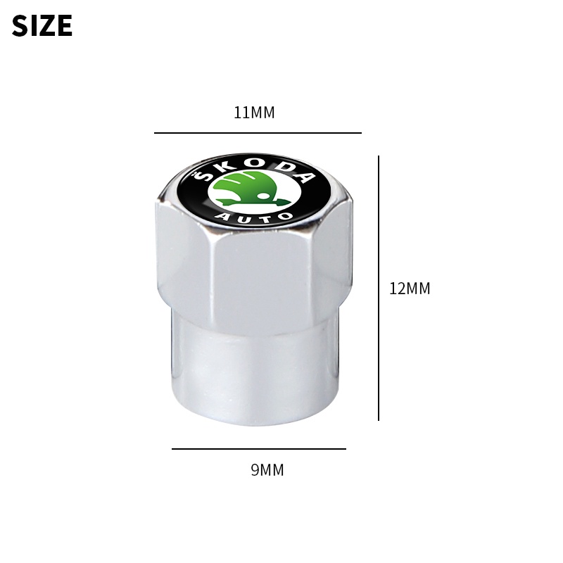 Bộ 4 Nắp Van Khí Áp Suất Lốp Xe Màu Bạc / Đen Cho Opel Volvo Citroen Chevrolet