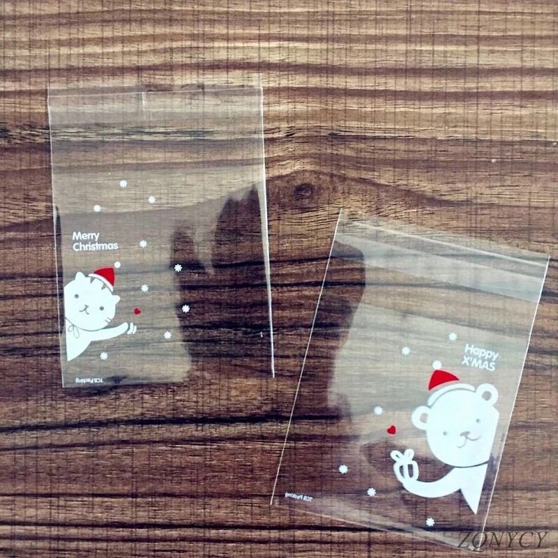 100 Chiếc Túi Kẹo Giáng Sinh Nhựa Dễ Thương Quà Tặng Bánh Quy Bao Bì Túi Bánh Quy Ăn Nhẹ Kẹo Bánh Đóng Gói Túi Để Trang Trí Giáng Sinh