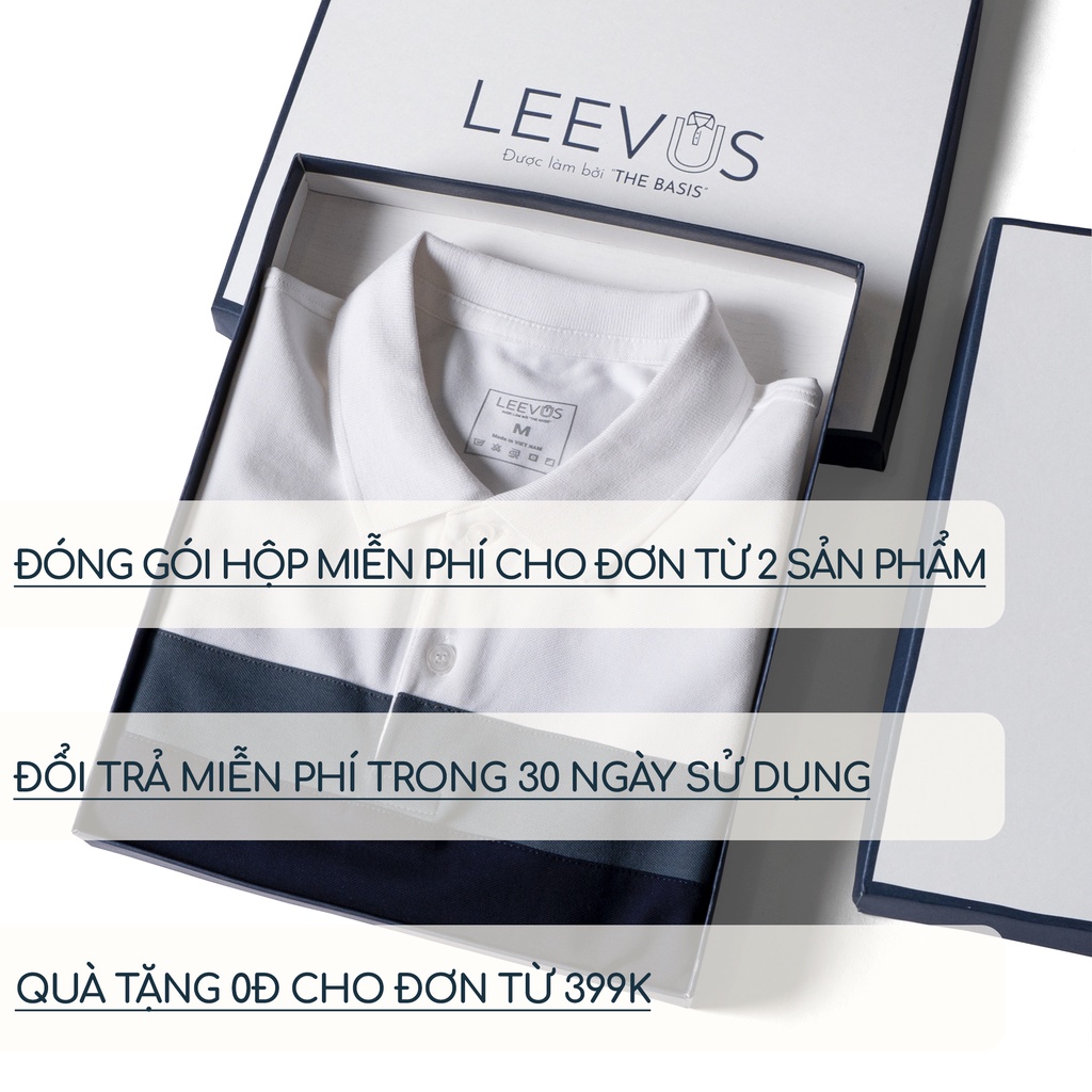 Mô tả Áo thun Polo nam phối sọc LEEVUS, CVC cá sấu 100% cao cấp, LEEVUS APL213 - 5