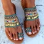 Dép sandal xỏ ngón đế bằng chống trượt phối tua rua phong cách Bohemian thời trang đi biển cho nữ