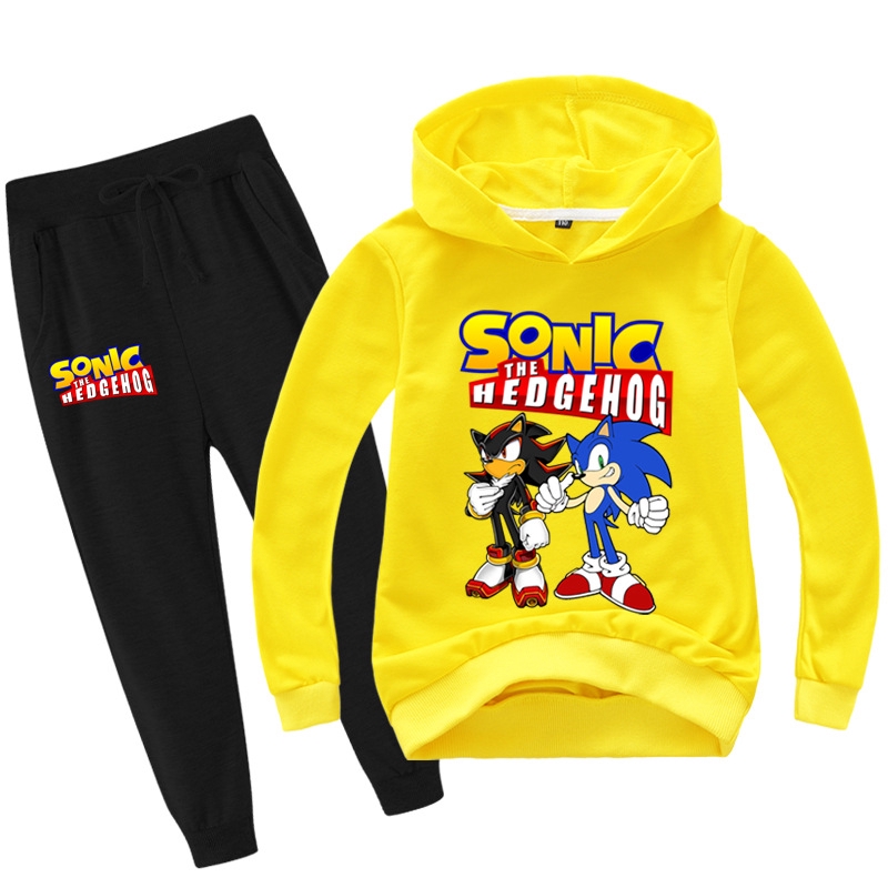 Bộ đồ Sonic the Hedgehog cho bé: áo hoodie và quần, thời trang bé trai