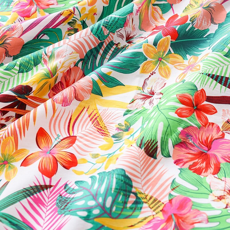 Hawaii In Hình Cotton Poplin Vải Mùa Hè Nam Đi Biển Quần Vải DIY 45x145cm TJ1388