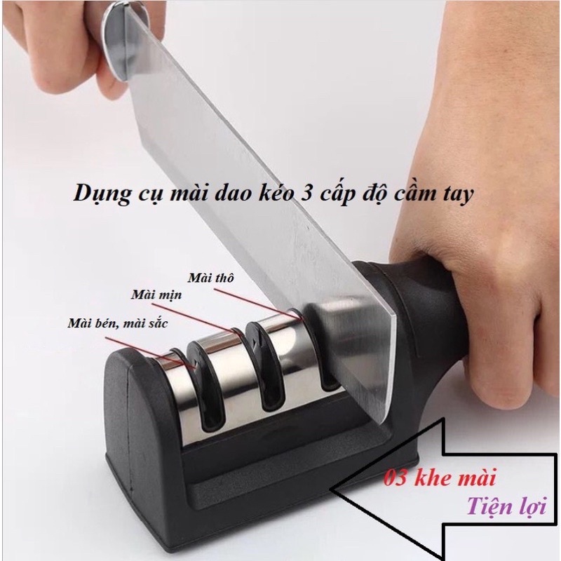 [Mài Dao] Dụng Cụ Mài Dao Kéo Cầm Tay 3 Lưỡi Sắc Bén Tiện Dụng