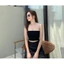Áo crotop 2 dây sợi bún thun gân đẹp đen trắng, dáng ôm mặc trong siêu mát