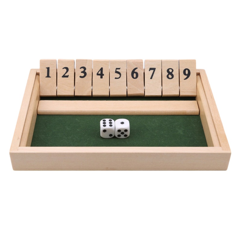 Đồ chơi board game học toán Shut The Box bằng gỗ với 2 xúc xắc và 9 khối chữ số cho bé