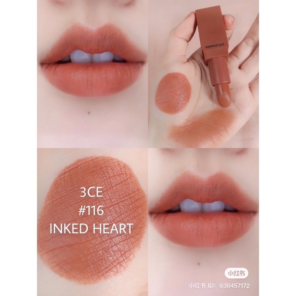 son 3ce mood recipe matte lip màu 114 115 116 và 909 chính hãng