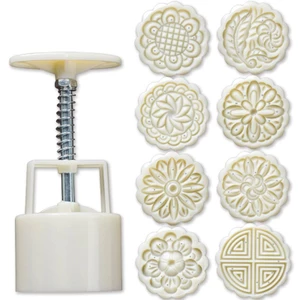 Cc 8 Chiếc Tay Bấm Cookie Tem Bánh Trung Thu Trang Trí Khuôn Thùng Bánh Trung Thu Khuôn 75g DIY