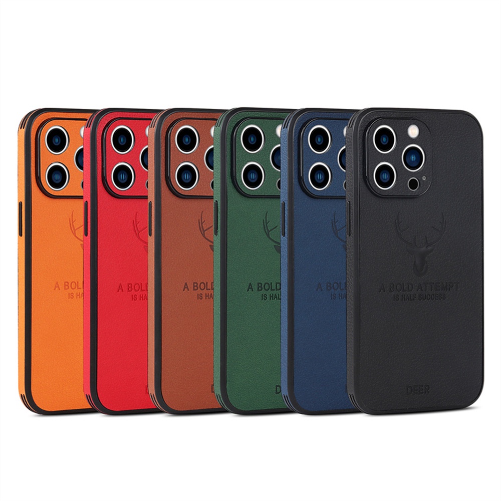 Dành Cho iPhone 16 15 14 Plus 13 Pro Max 16pro 13pro Chống Sốc Mềm Hươu Ốp Lưng Da Kinh Doanh Sang Trọng Ốp lưng Funda
