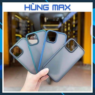 Ốp lưng nhám viền màu chống sốc, chống bám vân cho iPhone 16 15 14 13 12 pro promax plus