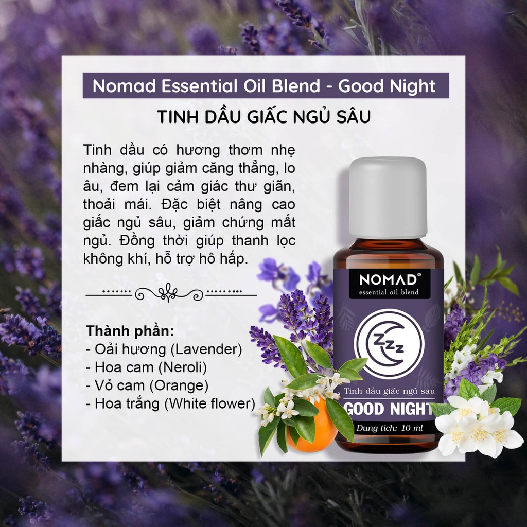Mô tả Tinh dầu Ngủ Ngon Thư Giãn Nomad Essential Oils Blend Good Night 10/100ml - 1