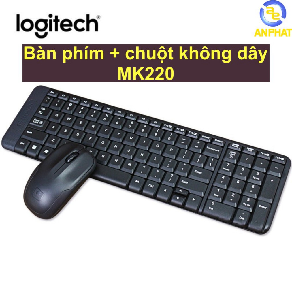 [Mã ELCL7 giảm 7% đơn 300K] Bộ bàn phím chuột không dây Logitech MK220 (Đen)