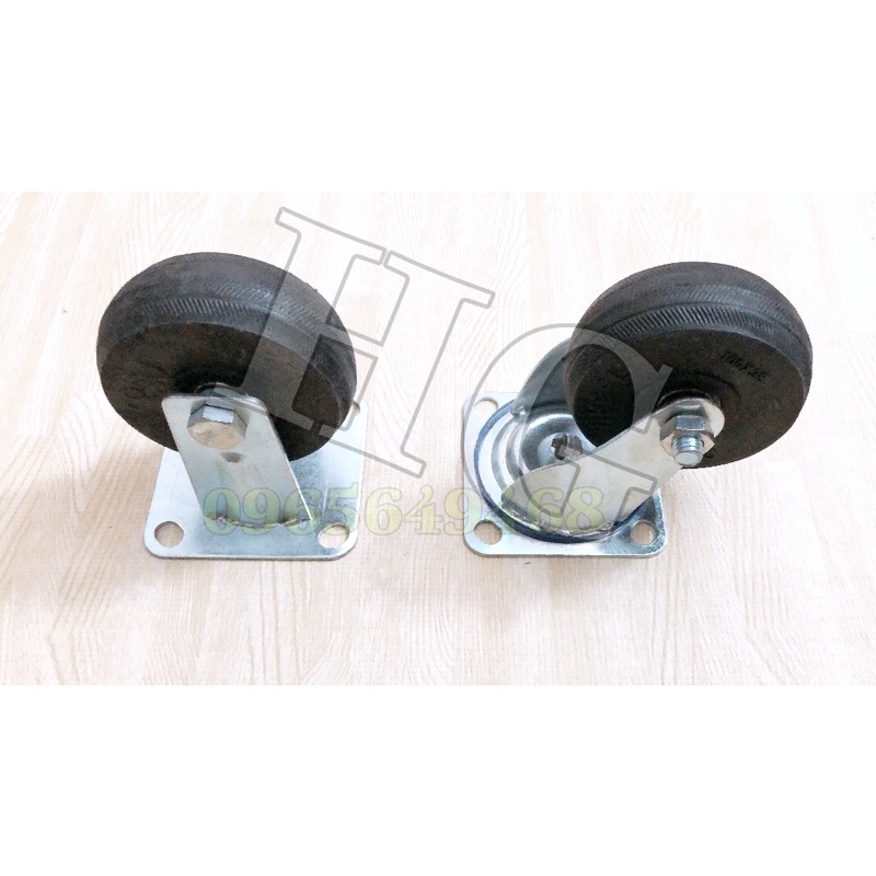 Bánh Xe Đen CAO SU 100x38mm Chịu Tải 200kg Bánh Xoay, Bánh Cố Định(ẢNH THẬT)