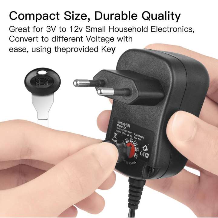Techtopest-3-12V Có Thể Điều Chỉnh Điện Áp Nguồn điện Adapter Có Thể Điều Chỉnh Tích Cực và Tiêu Cực Đa năng ADAPTER