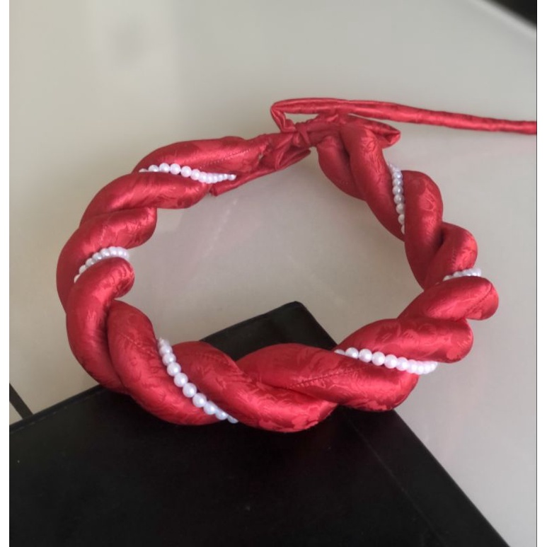 Mấn(vấn) đội đầu cô dâu chạy 1 dây ngọctrai, mấn đơn giản, mấn cách tân, mấn đội đầu áo dài
