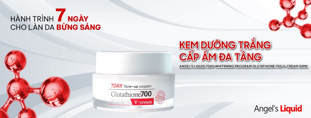 Mô tả Kem Dưỡng Trắng Da Cấp Ẩm Đa Tầng Angel's Liquid 7 Day Whitening Program Glutathione 700 V-Cream 50ml - 1