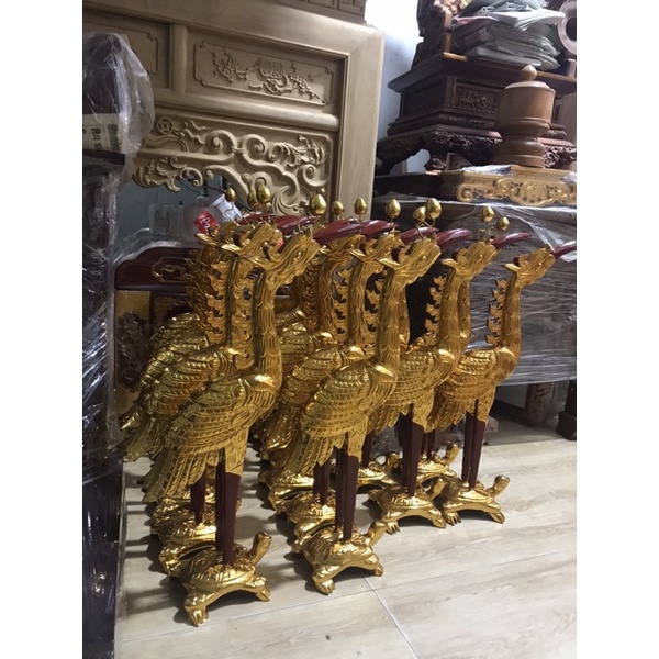 Hạc thờ 81/61[Hàng chính hãng].[đủ kích thước ]gỗ mít, Sơn son thếp vàng