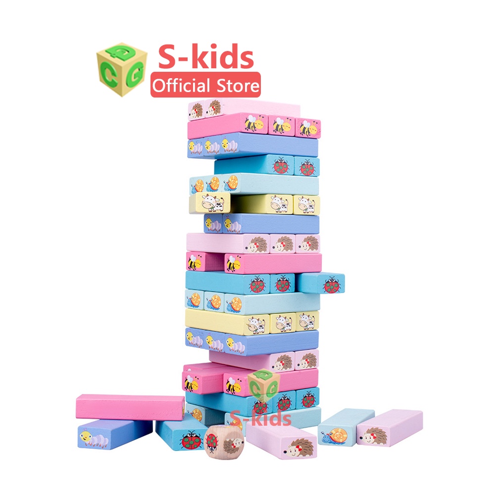 Ảnh Đồ Chơi Rút Gỗ loại lớn 51 và 54 thanh S-Kids, Bộ xếp khối domino cho bé. 2