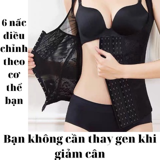 Áo gen định hình nịt bụng có khóa cài 6 nấc điều chỉnh khóa cài (đủ size, có Clip)