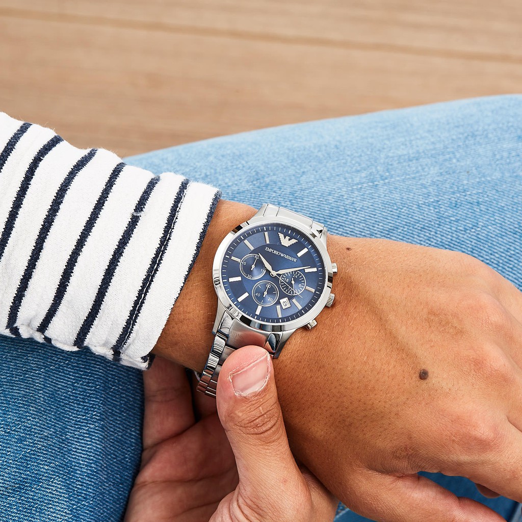Đồng Hồ Nam Armani AR2448 Blue Dial Classic Chronograph Size 42mm ...
