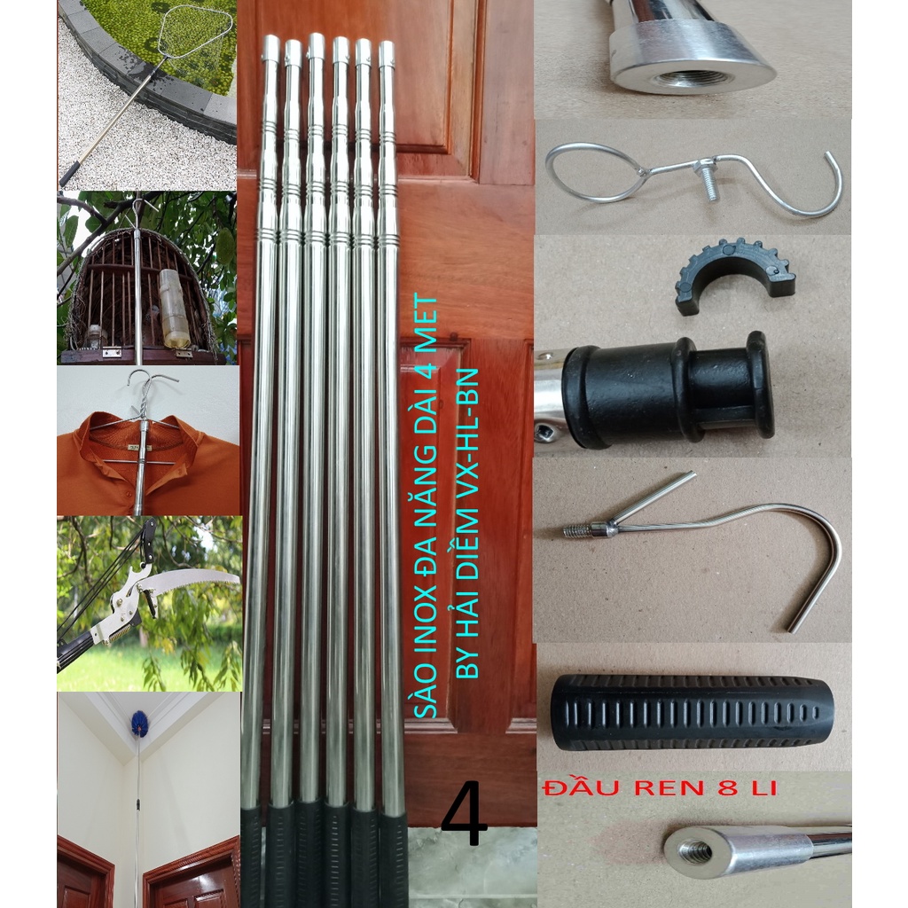 sào rút inox đa năng loại 4,12 mét,dùng móc cành cây,lấy hoa quả trên ...