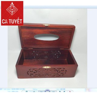 HỘP ĐỰNG GIẤY ĂN BẰNG GỖ HƯƠNG HOA VĂN PHONG THỦY LOẠI ĐẸP - ẢNH THẬT