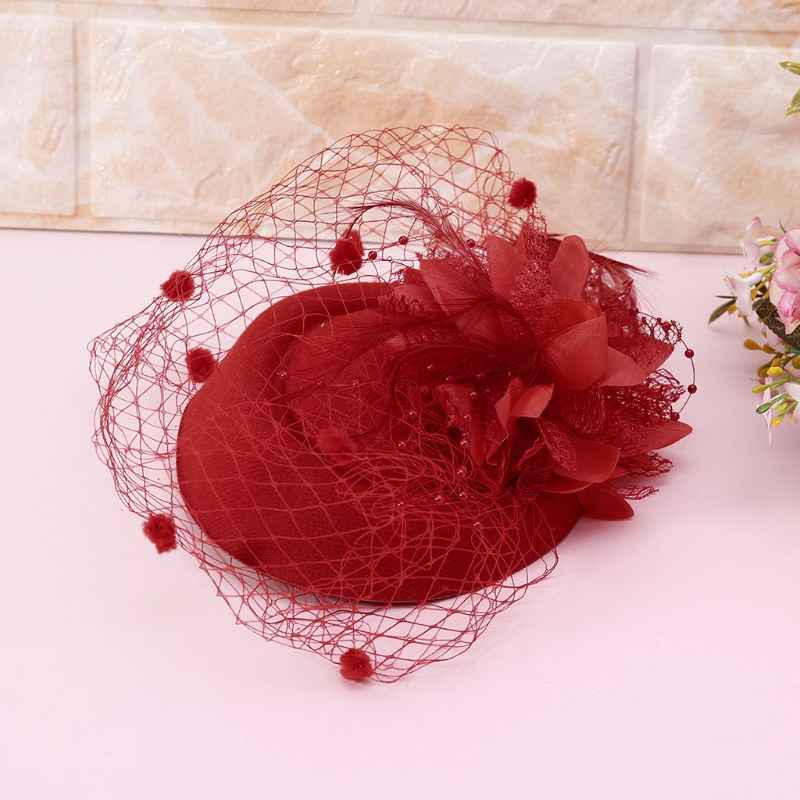 Kẹp tóc hình nón kèm mạng che mặt phụ kiện ngày cưới độc đáo