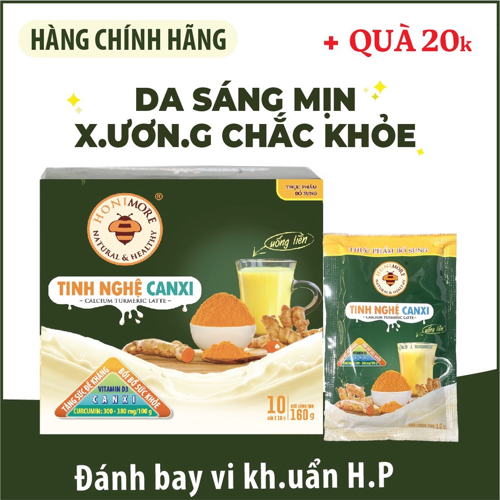 Ảnh Tinh bột nghệ Canxi Honimore 160g - tốt cho xương, làm đẹp da, tốt cho dạ dày 2
