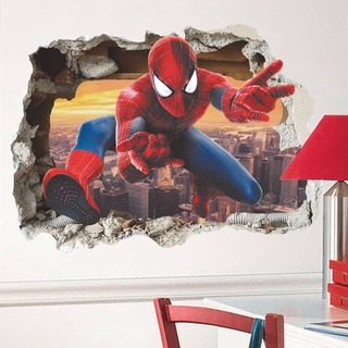 G13 Marvel The Avengers Siêu Anh Hùng Người Nhện 3D Giấy Dán Tường Ba Chiều Miếng Dán Trẻ Em Phòng Ngủ Phòng Khách Trang Trí Một Phần