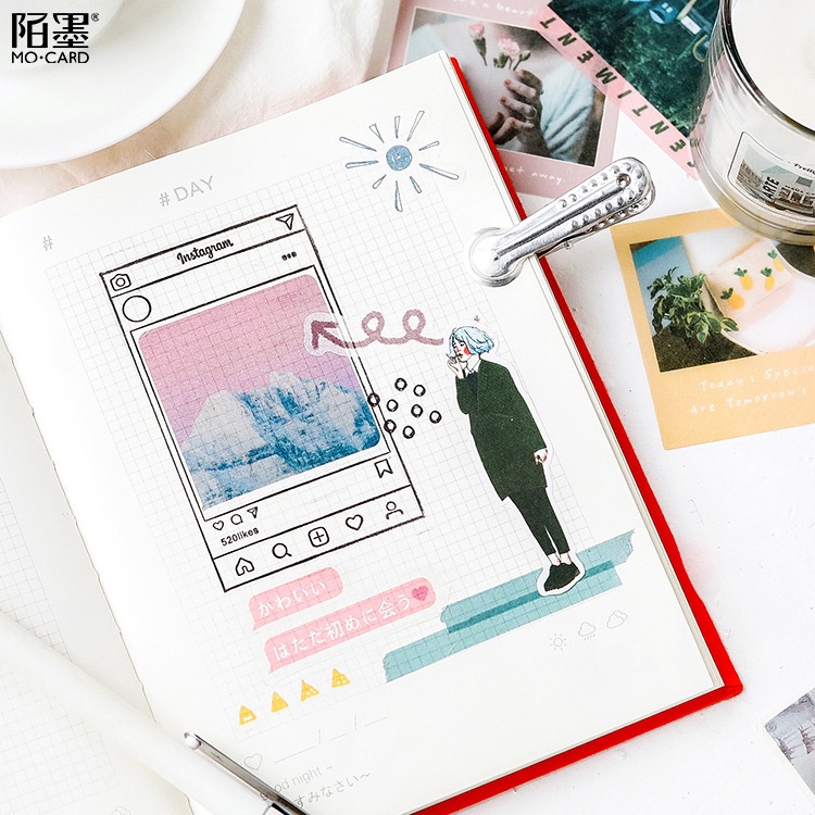 Sticker vintage set 40 miếng trang trí sổ laptop điện thoại DIY Crafts, Scrapbook, Journal, Diary, Planner HD28-K54.
