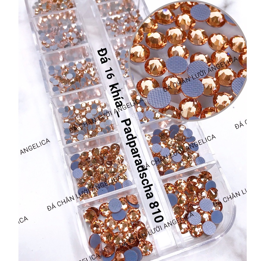 Đá Chân Lưới Nail 16 Khía Padparadscha  Đính Móng ANGELICA 810