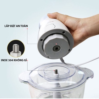 Máy xay thịt chính hãng Bear, Sande cối thủy tinh , 300W, 2 tầng lưỡi xay khỏe, nhuyễn đa năng