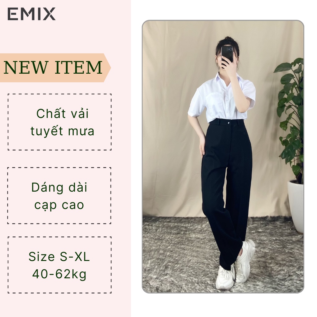 Ảnh Quần tây công sở ống suông CẠP CAO EMIX dài 100cm ,vải tuyết mưa 0995/P2K7 2