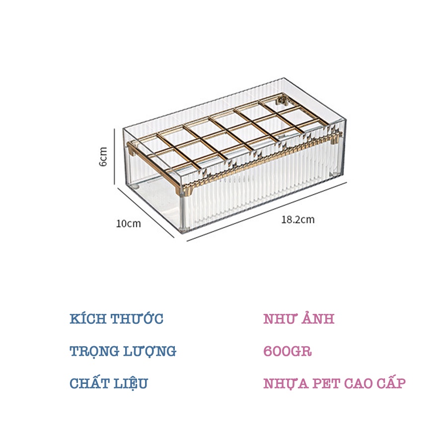 Hộp Đựng Đồ Trong Suốt ENODA HOME, Hộp Đựng Son Chia Ngăn 18 Ô Siêu Sang Chảnh R003