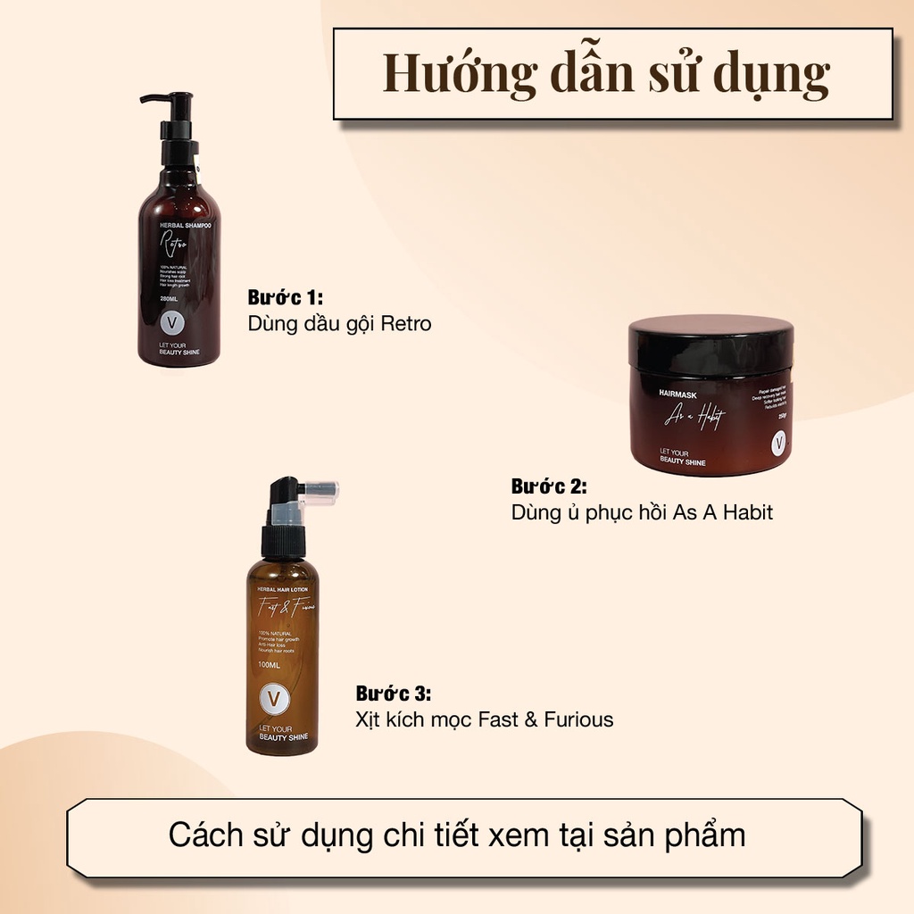 Ảnh Bộ sản phẩm dầu gội thảo dược+ xịt bưởi kích mọc+ kem ủ tóc tráng gương combo 5 vyvyhaircare V 645ml / 680ml 2