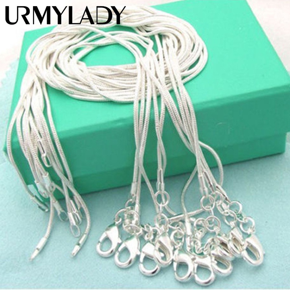 URMYLADY Bạc 925 5 Cái / lô 16 / 18 / 20 / 22 / 24 / 26 / 28 / 30 Inch 1MM Dây Xích Rắn Vòng Cổ Nữ Trang Sức Thời Trang