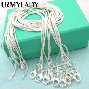 URMYLADY Bạc 925 5 Cái / lô 16 / 18 / 20 / 22 / 24 / 26 / 28 / 30 Inch 1MM Dây Xích Rắn Vòng Cổ Nữ Trang Sức Thời Trang