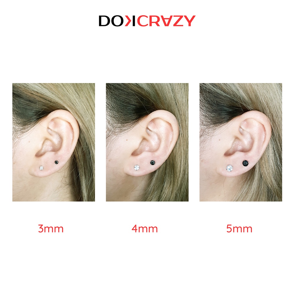 Ảnh Bông tai nụ đá trắng đen DOKCRAZY unisex nhiều size thời trang 4