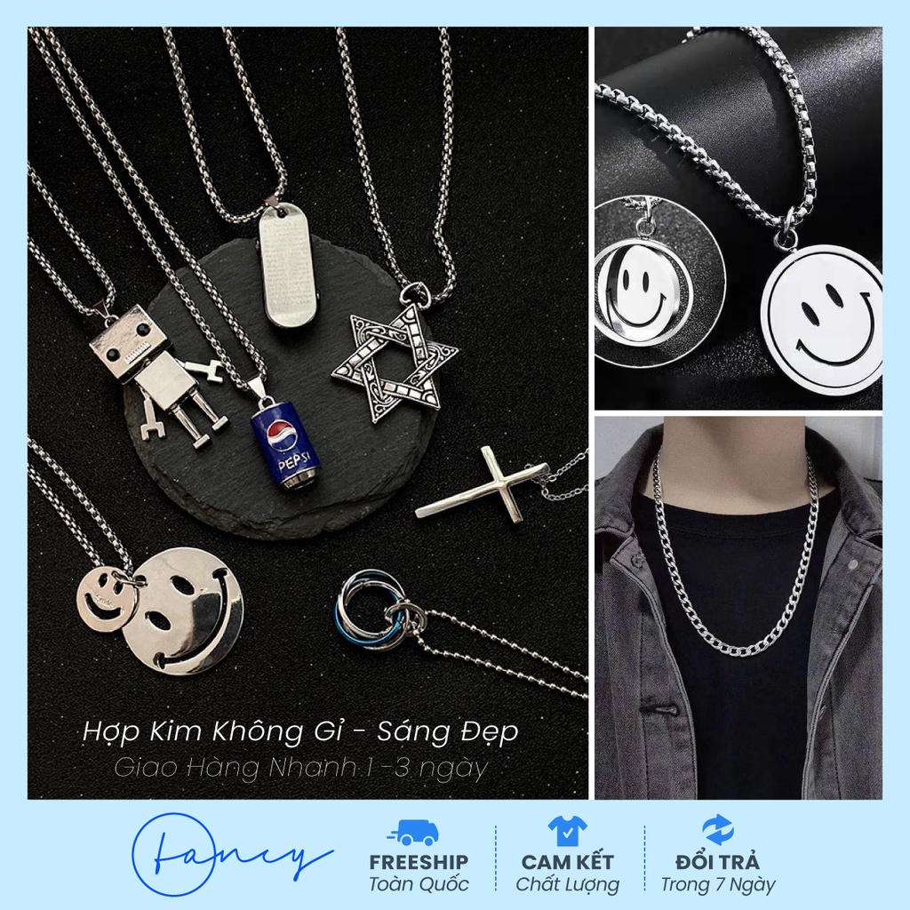 Dây Chuyền Nam Nữ, Phụ Kiện Vòng Cổ Mặt Dây Chuyền Màu Bạc Thép Không Gỉ. Vòng Cổ Unisex