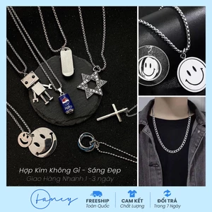 Dây Chuyền Nam Nữ, Phụ Kiện Vòng Cổ Mặt Dây Chuyền Màu Bạc Thép Không Gỉ. Vòng Cổ Unisex